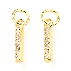 Letter I Messing Mikro ebnen Zirkonia Charme, mit Ringe springen, cadmiumfrei und bleifrei, griechisches Alphabet, echt 18 k vergoldet, letter.i, 12.5x2x2 mm, Sprungring: 5x0.85 mm, Bohrung: 3.3 mm