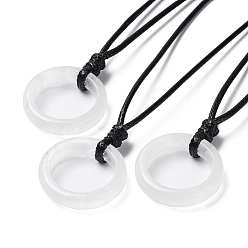 Хрусталь Ожерелье-подвеска с кольцом из натурального кварца и вощеными шнурами, 29.53~29.92 дюйм (75~76 см), Кулон : 26x6 мм
