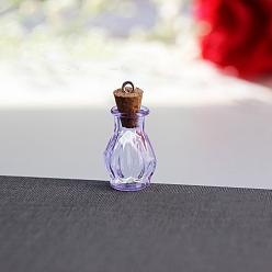 Лиловый Стеклянные пустые подвески для бутылок желаний, с пробковыми пробками и петлями, сирень, 18x22 мм