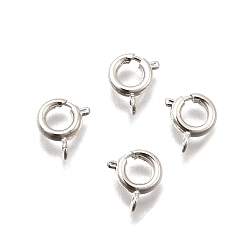 Посеребрённый Экологически чистые латунные пружинные кольцевые застежки, без кадмия и без свинца, долговечный, 925 серебро покрытием, 6x2 мм, отверстие : 1.5 мм, внутренний диаметр: 3 мм