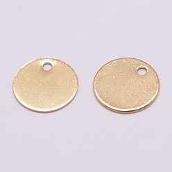 Золотой Латунь прелести, штамповка пустой метки, без кадмия, без никеля и без свинца, плоско-круглые, реальный 18 k позолоченный, 8x1 мм, отверстие : 1 мм