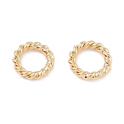 Настоящее золото 24K Латунные паяные закрытые соединительные кольца, витых круглых, реальный 24 k позолоченный, 6x1 мм, внутренний диаметр: 3.5 мм