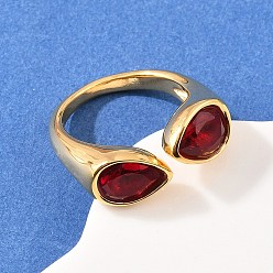 Красный 304 нержавеющая сталь со стеклянной манжетой и открытыми кольцами, золотые, ионное покрытие (ip), красные, 7.5 мм, внутренний диаметр: 17 мм