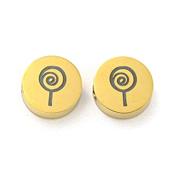 Леденец Тема хеллоуина 304 бусины из нержавеющей стали, реальный 18 k позолоченный, плоско-круглые, леденец, 8x3 мм, отверстие : 2 мм