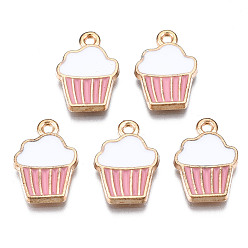 Фламинго Подвески из эмали и сплава, кекс, золотой свет, фламинго, 16x11x2 мм, отверстие : 1.4 мм