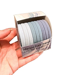 Mixed Color 9Pcs Elastic Fibers Hair Ties, Mixed Color, 50mm, 9pcs/box