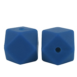 Морской Синий Восьмиугольные бусины из пищевого силикона, Marine Blue, 17 мм