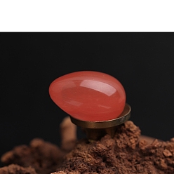 Вишневый Кварц Синтетическое вишневое кварцевое стекло яйца фигурки статуэтки для домашнего офиса украшения рабочего стола, 30x20 мм