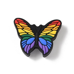 Разноцветный Силиконовые фокусные шарики, бабочка, красочный, 21x27x8 мм, отверстие : 2 мм