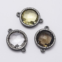 (52) Непрозрачная лаванда Латунные микро проложить кубических ссылки циркония, со стеклом, плоско-круглые, без кадмия и без свинца, разноцветные, 24x18x6 мм, отверстие : 1.5 мм