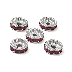 Siam 304 Edelstahl Rhinestone-Spacer Perlen, flache Runde/Scheiben, Edelstahl Farbe, Siam, 10x3 mm, Bohrung: 2 mm