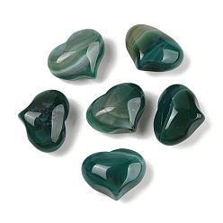 Темно-Зеленый Натуральный полосчатый агат (окрашенный и нагретый) сердцевидный пальмовый камень, исцеляющий карманный тон для рейки балансировка энергии медитация подарок, темно-зеленый, 18.5~20x24~25.5x12~13.5 мм