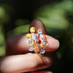 Colorful Handmade Lampwork Cuff Open Rings, Round, Colorful, US Size 6 1/2(16.9mm)