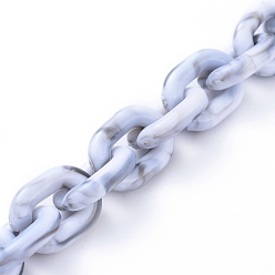 WhiteSmoke Transparent Acrylic Handmade Cable Chain, Oval, WhiteSmoke, 19x14.5x4mm, about 39.37 inch(1m)/strand