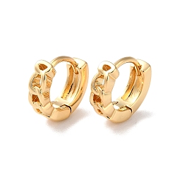 Real 18K Gold Plated Curb Chain Shape Brass Hoop Earrings for Women, Real 18K Gold Plated, 10.5x11.5x3.5mm