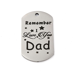 Нержавеющая Сталь Цвет Антикоррозийные 201 подвески из нержавеющей стали, сообщение очарование, прямоугольник со словесным очарованием, цвет нержавеющей стали, 49x28x1.8 мм, отверстие : 3 мм