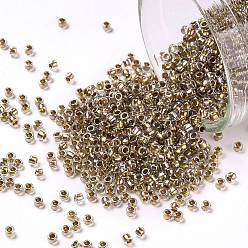 (994) Gilt Lined AB Crystal Toho runde Rocailles, japanische Rocailles, (994) vergoldeter ab Kristall, 15/0, 1.5 mm, Bohrung: 0.7 mm, ca. 135000 Stk. / Pfund