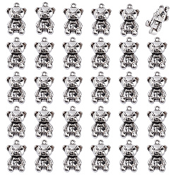 Antique Silver 100Pcs Tibetan Style Alloy Pendants, Bear, Antique Silver, 17.5x11x5.5mm, Hole: 1.4mm
