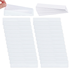 Белый Карманы для самоклеящихся этикеток из ПВХ, карманы для каталожных карточек, клейкие держатели для визиток, с бумажной карточкой, для организации и защиты карт, картина, вертикальный, прямоугольные, белые, 11x3x0.05 см