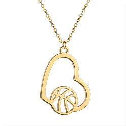 Сердце 304 подвески из нержавеющей стали с лазерной резкой, золотые, сердце, 15.75 дюйм (40 см), Кулон : 18x13 мм