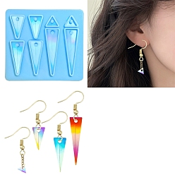 Светло-Голубой Голографический кулон треугольной формы своими руками, силиконовая форма, формы для литья смолы, для уф-смолы, изготовление изделий из эпоксидной смолы, Небесно-голубой, 76x83x6.5 мм, отверстие : 3 мм, внутренний диаметр: 9.5~48x11.5~13 мм