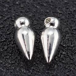 Посеребрённый Латунь прелести, долговечный, пуля, 925 серебро покрытием, 7x3 мм, отверстие : 0.7 мм