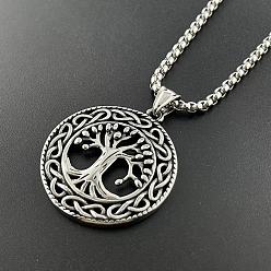 Нержавеющая Сталь Цвет Кулон «Дерево жизни» с полым деревом жизни 304 ожерелье из нержавеющей стали в стиле панк, цвет нержавеющей стали