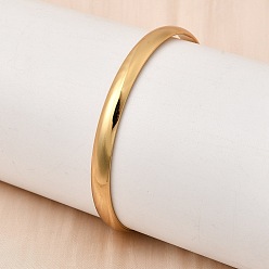 Golden 304 Stainless Steel Plain Bangles for Women Men, Ion Plating(IP), Long-Lasting Plated, Golden, Inner Diameter: 2.15 inch(5.45cm)
