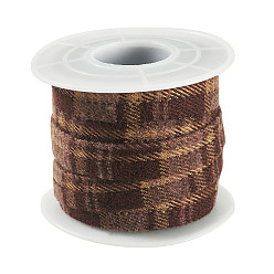 Brun Saddle Ruban en polyester de plusieurs mètres, motif écossais, pour la décoration de vêtements, avec bobines en plastique 5pc, selle marron, 1 pouces (3/8 mm)