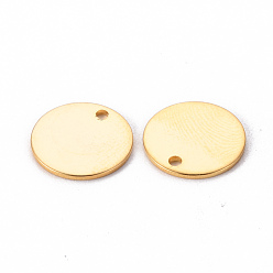 Golden 201 Stainless Steel Stamping Blank Tag Pendants, Flat Round, Golden, 12x1mm, Hole: 1.4mm