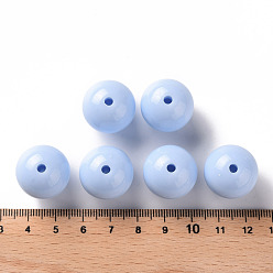 Light Sky Blue Opaque Acrylic Beads, Round, Light Sky Blue, 20x19mm, Hole: 3mm, about 111pcs/500g