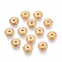 Золотой 304 шарики диска из нержавеющей стали, цветок, золотые, 5x2 мм, отверстие : 1.4 мм