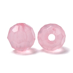 Pink Transparent Acrylic Beads, Imitation Jade, Milk Pink, Faceted Round, 8mm in diameter, hole: 1mm, about 1800pcs/500g