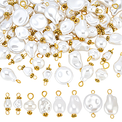 Золотой 80 шт 8 стиль абс пластик имитация жемчуга соединительные подвески, с 304 фурнитурой из нержавеющей стали, разнообразные, золотые, 17.2~20.6 мм