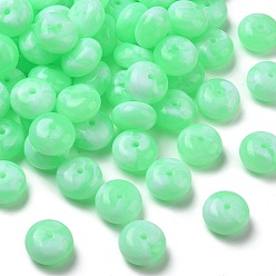 Spring Green Two Tone Acrylic Beads, Imitation Gemstone Style, Rondelle, Spring Green, 19.5x11mm, Hole: 2.5mm, about 165pcs/500g
