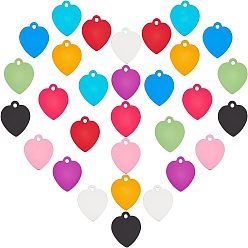 Mixed Color 30Pcs 10 Colors Aluminum Blank Pendants, Flat Round, Mixed Color, 36x31.5x1mm, Hole: 3mm, 3pcs/color