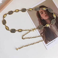 Античное Золото Ремни из сплава в тибетском стиле с прямоугольными овальными звеньями для женщин, античное золото , 1100 мм