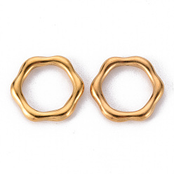 Golden 304 Stainless Steel Linking Rings, Hexagon Ring, Golden, 14x15x2.5mm, Inner Diameter: 10mm