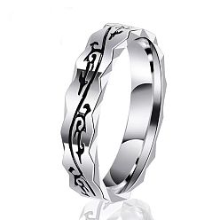 Платина Кольца из нержавеющей стали с рисунком дракона для мужчин, платина, размер США 201 (7 мм)