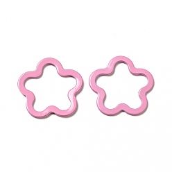 Бледно-Розовый Окрашены распылением 201 соединительные кольца из нержавеющей стали, цветок, розовый жемчуг, 14.5x14x1 мм, внутренний диаметр: 10x12 мм