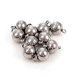 Нержавеющая Сталь Цвет Устойчивы к потускнению 201 магнитные застежки из нержавеющей стали с петлями, круглые, цвет нержавеющей стали, 13.3x8 мм, отверстие : 2 мм