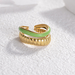 Зеленый лайм 304 эмалированные открытые манжеты из нержавеющей стали для женщин, зеленый лайм, 10 мм, внутренний диаметр: 17 мм