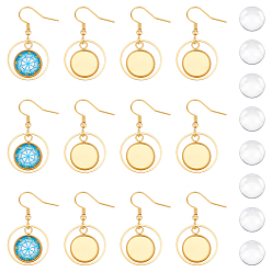 Золотой Сделай сам пустой купол 201 набор для изготовления подвесных сережек из нержавеющей стали, золотые, лоток : 12 мм, 37 мм, 22 датчик, штифты : 0.6 мм