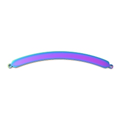 Rainbow Color Ионное покрытие (ip) 304 соединители звеньев из нержавеющей стали, зеркальная полировка, изогнутая полоса, штамповка пустой метки, Радуга цветов, 64x10.5x1.5 мм, отверстие : 1.4 мм