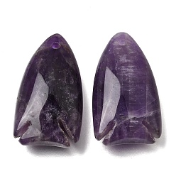 Amethyst Natural Amethyst Pendants, Fish Charms, 39~40x22x12mm, Hole: 2mm