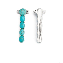 Stick Синтетические бирюзовые подвески, с фурнитурой сплавочной тибетского стиля, придерживаться, 40x14 мм