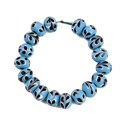 Синий Бусины лэмпворк , рондель с горошком, синие, 14~16x10~12.5 мм, отверстие : 3~4 мм