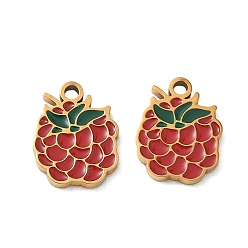 Other Fruits Фрукты 304 подвески из нержавеющей стали с эмалью, золотые, ионное покрытие (ip), малиновые подвески, 12.5x9.5x1.5 мм, отверстие : 1.5 мм