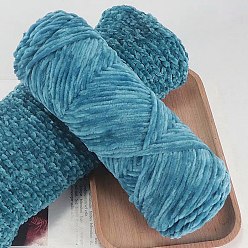 Темно-бирюзовый Шерстяная пряжа синель, бархатные нитки для ручного вязания, для детского свитера, шарфа, ткани, рукоделия, ремесла, темные бирюзовый, 3 мм, около 87.49 ярдов (80 м) / моток