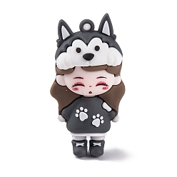 Собака 12 Кукла для девочек по китайскому зодиаку, пластиковые подвески из ПВХ, собака, 56x30x25 мм, отверстие : 3 мм